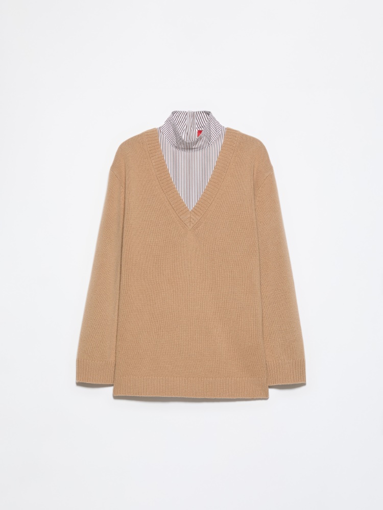 Pullover aus Wolle und Baumwollpopeline - KAMEL - MAX&Co. - 7