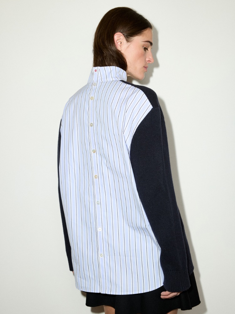 Pullover aus Wolle und Baumwollpopeline - BLAU - MAX&Co. - 2