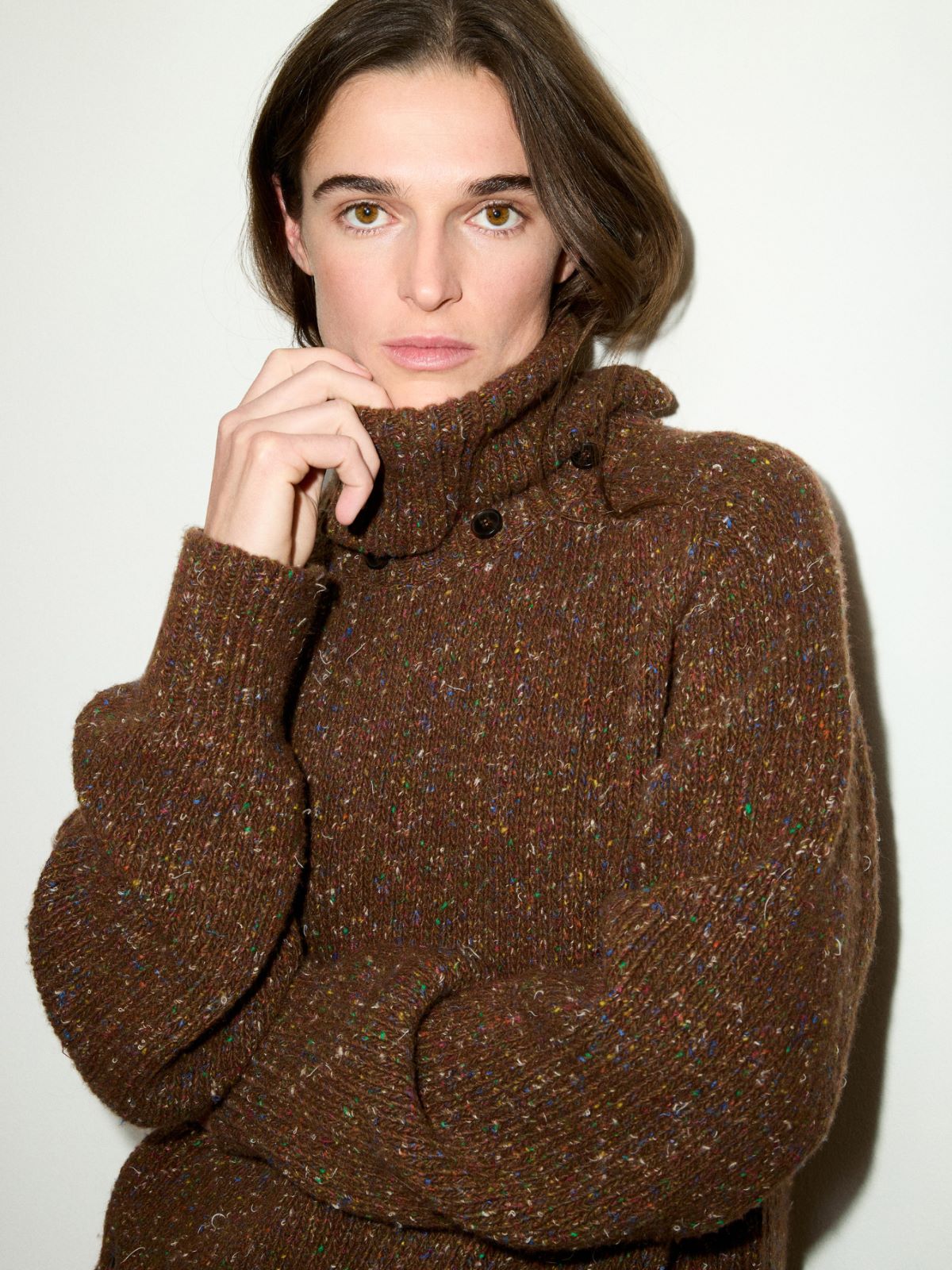 Turtleneck wool-tweed jumper - BROWN - MAX&Co. - 3