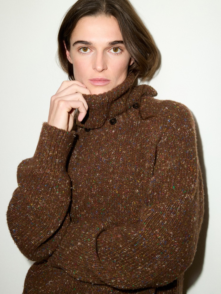 Turtleneck wool-tweed jumper - BROWN - MAX&Co. - 3