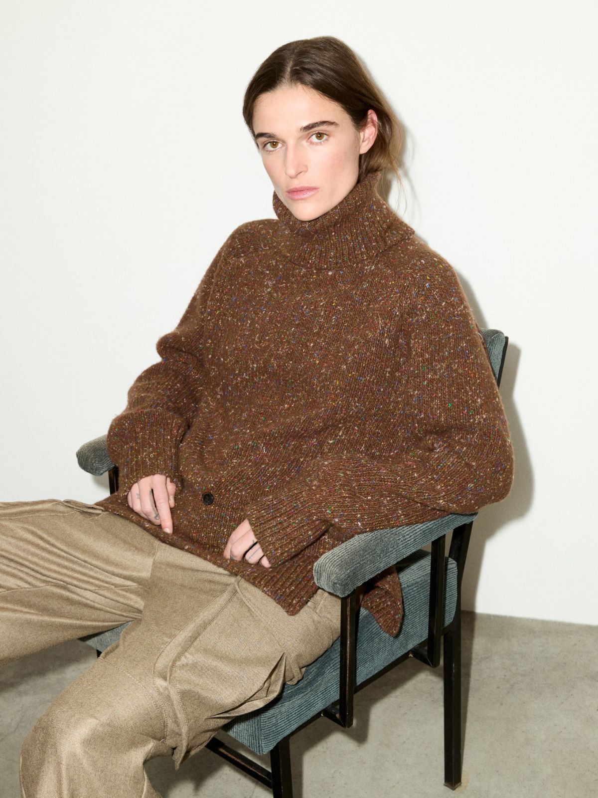 Turtleneck wool-tweed jumper - BROWN - MAX&Co.