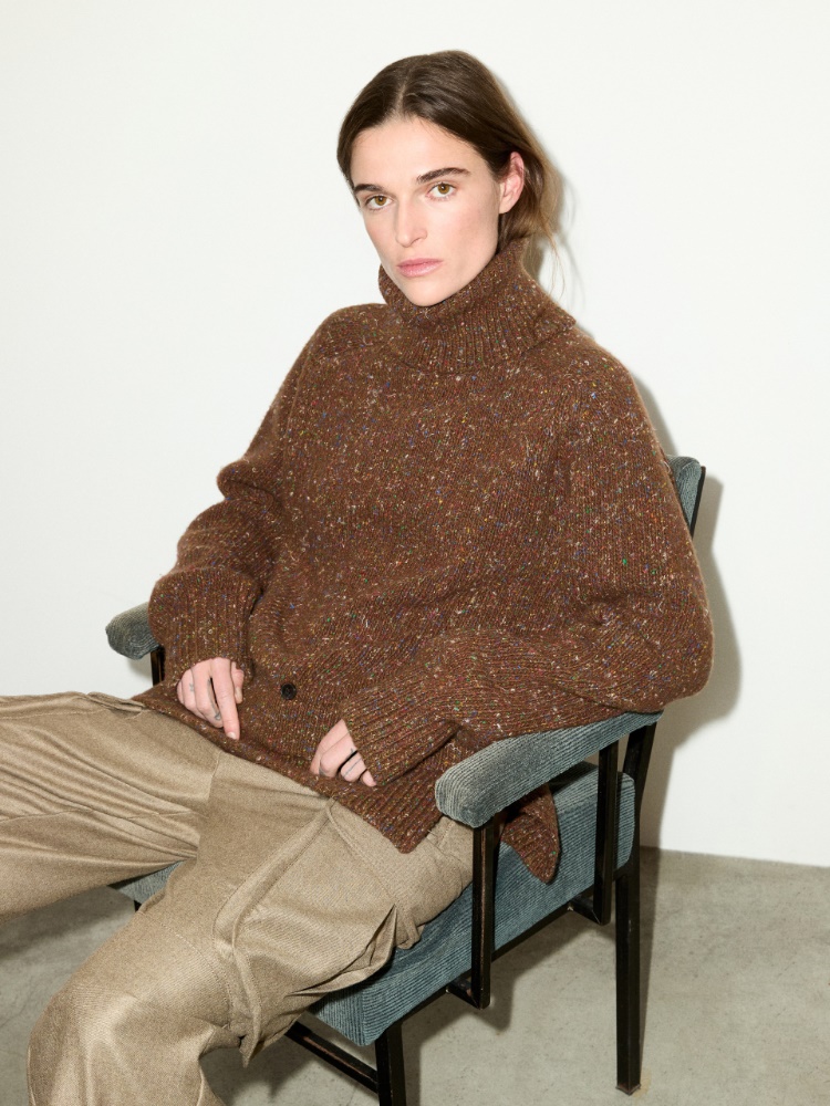 Turtleneck wool-tweed jumper - BROWN - MAX&Co.