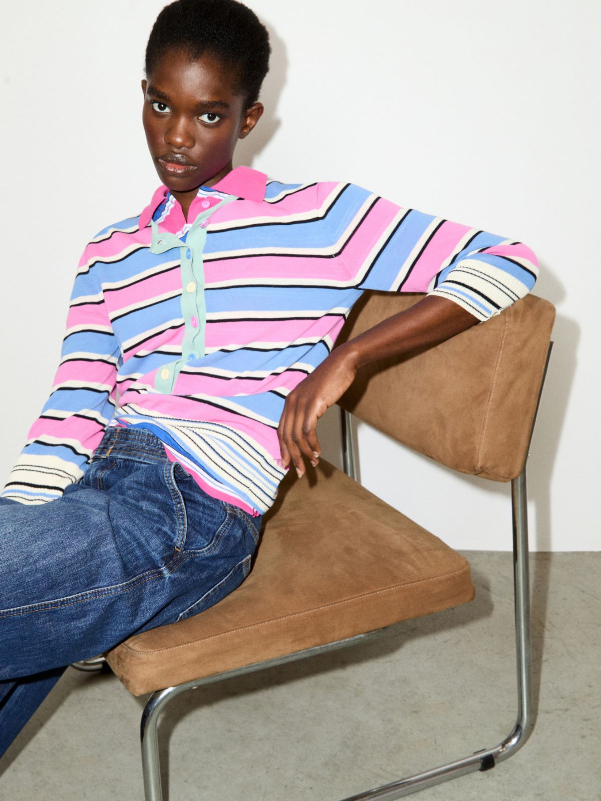 Serafino in cotone a righe - ROSA - MAX&Co.