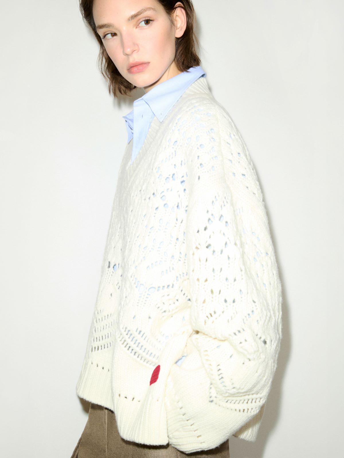 Open-knit wool sweater - WHITE - MAX&Co. - 3
