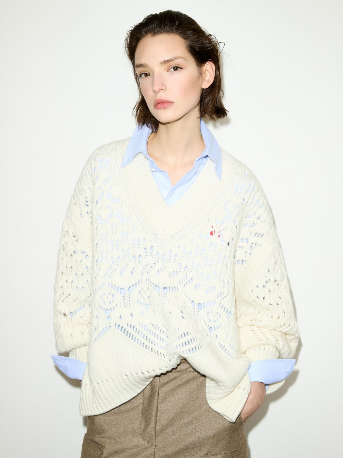 Open-knit wool sweater - WHITE - MAX&Co.