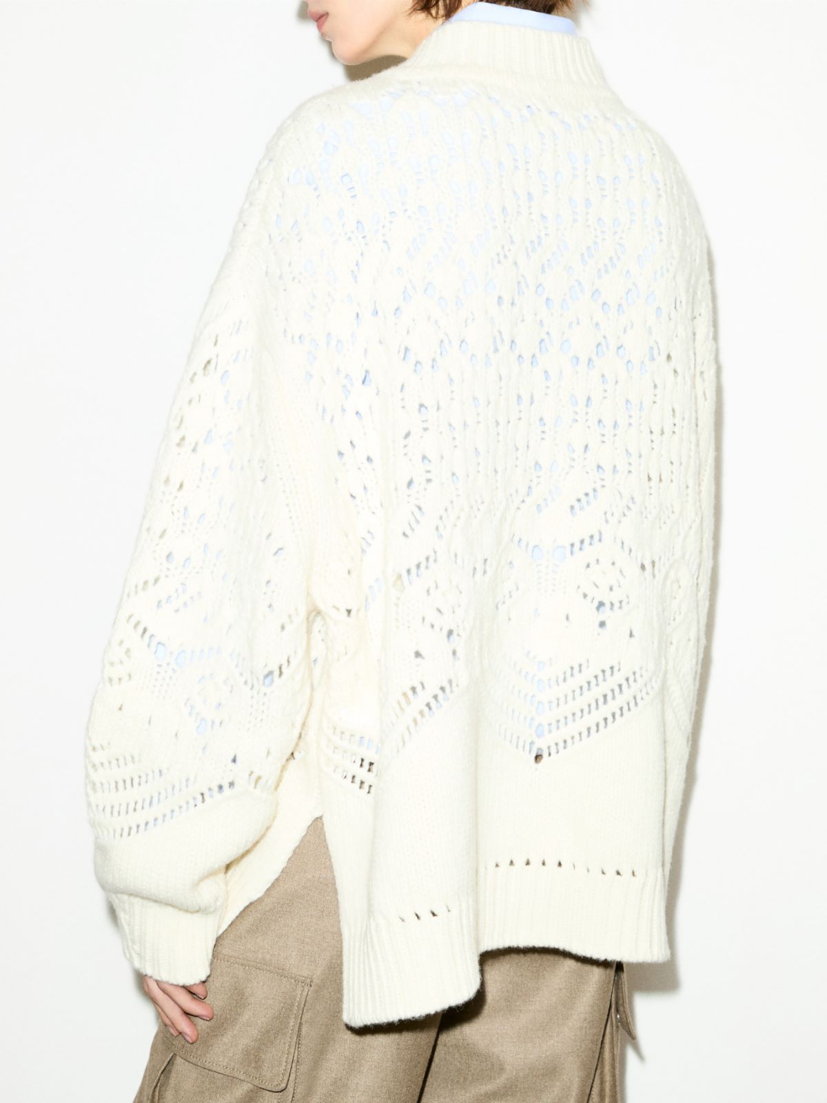 Open-knit wool sweater - WHITE - MAX&Co. - 5