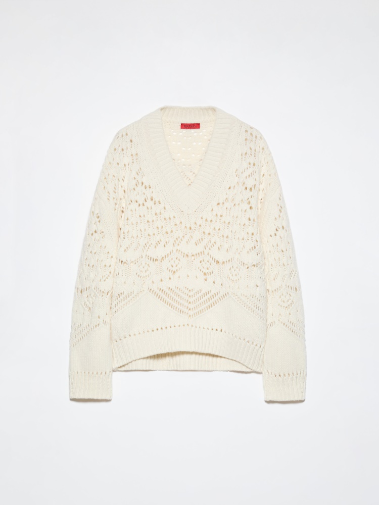 Open-knit wool sweater - WHITE - MAX&Co. - 7