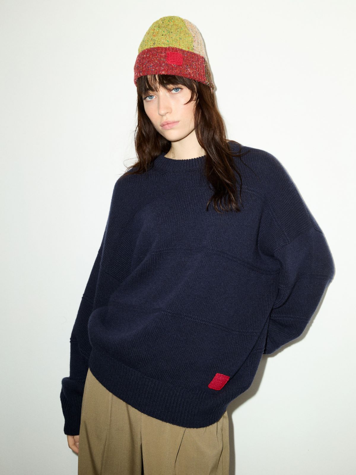 Oversized pure wool jumper - NAVY - MAX&Co.