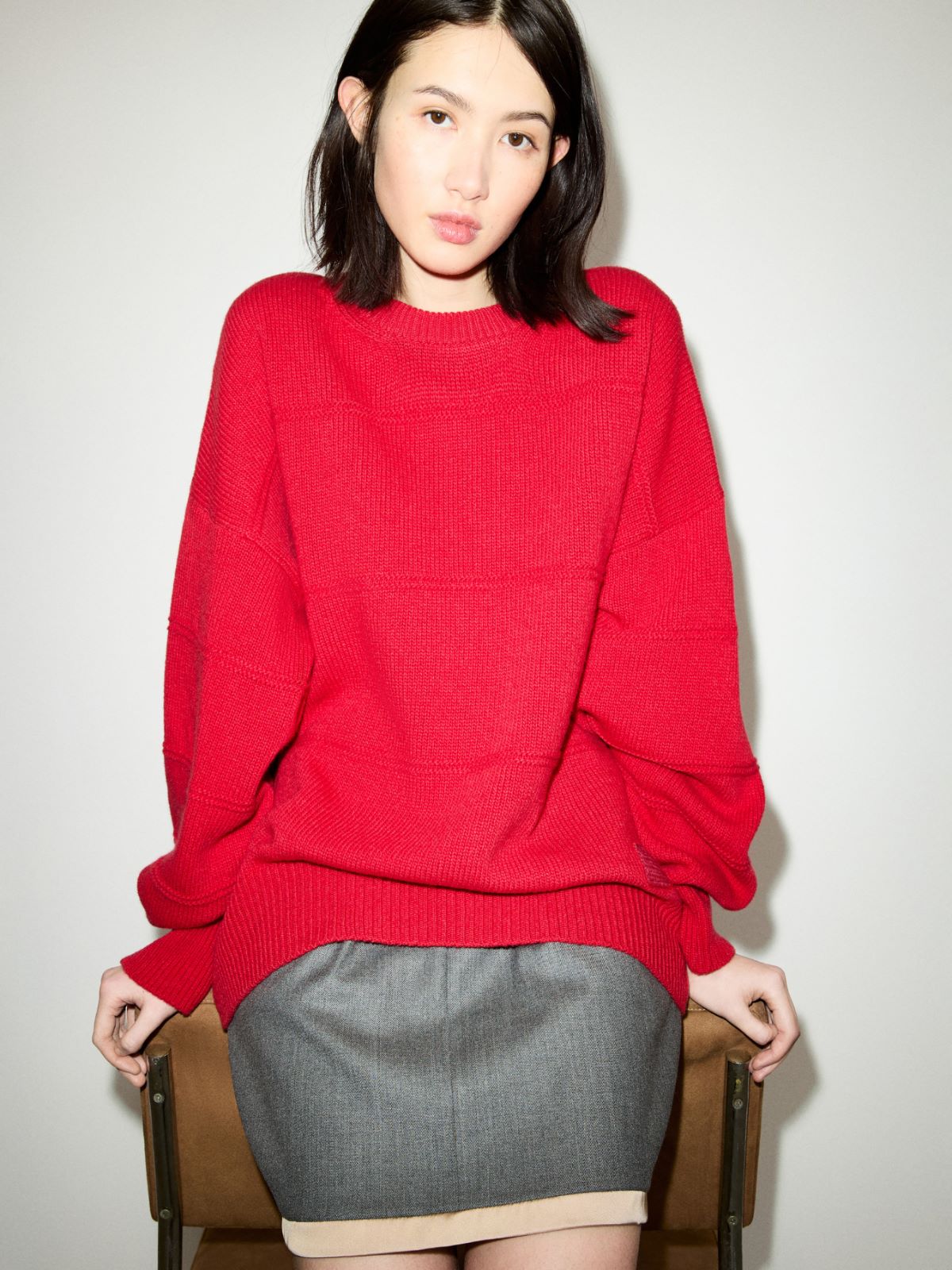 Oversized pure wool jumper - RED - MAX&Co.