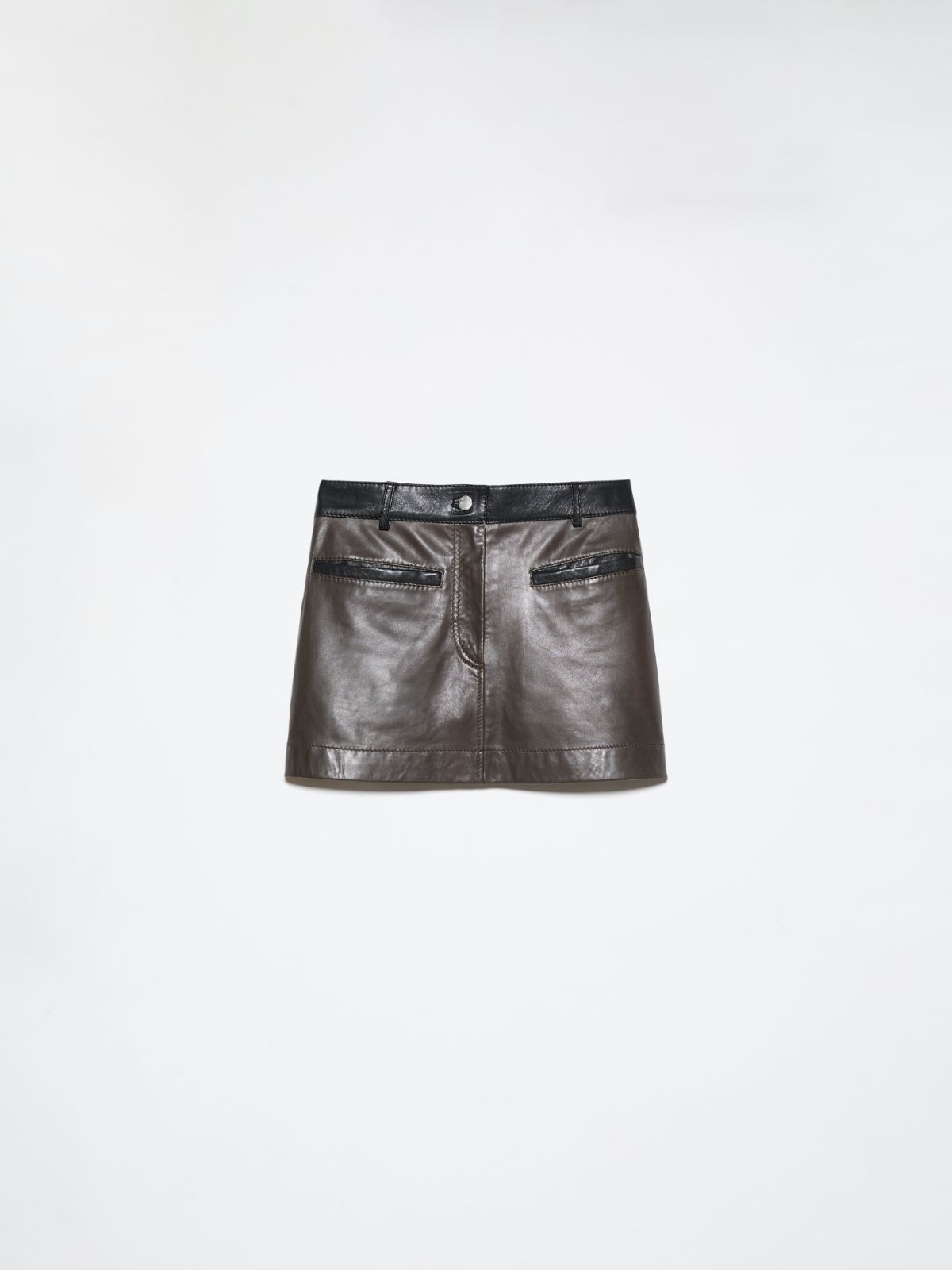 Hammered leather mini skirt - CHOCOLATE - MAX&Co. - 5