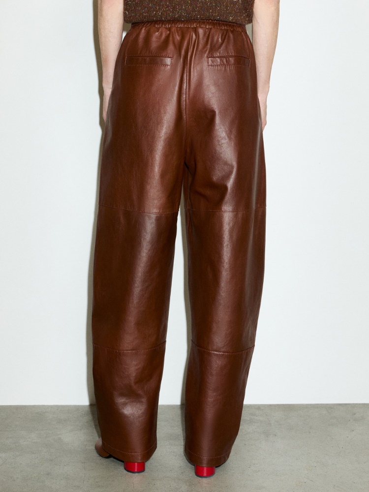 Leather barrel-leg trousers - COGNAC - MAX&Co. - 2