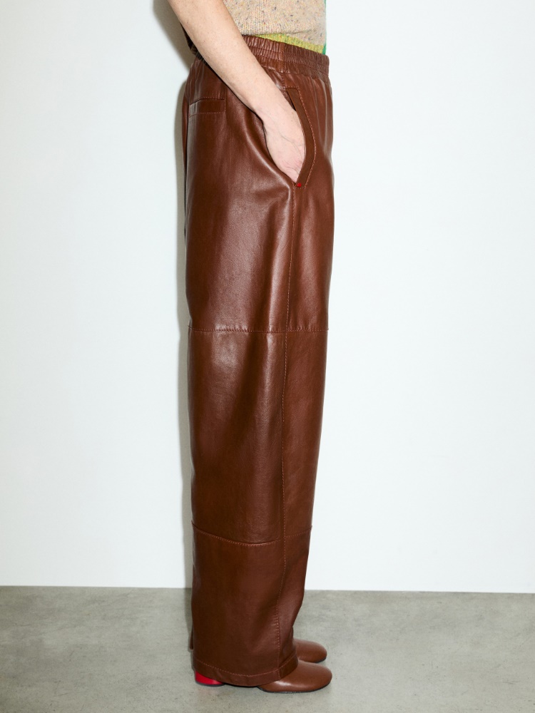 Leather barrel-leg trousers - COGNAC - MAX&Co. - 3