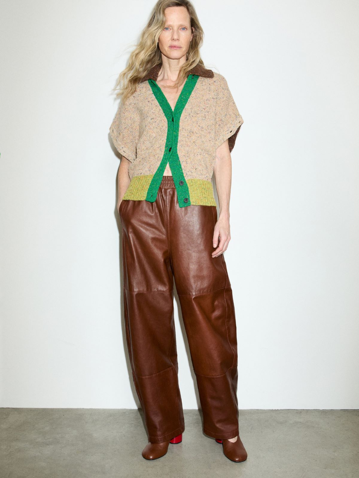 Leather barrel-leg trousers - COGNAC - MAX&Co.