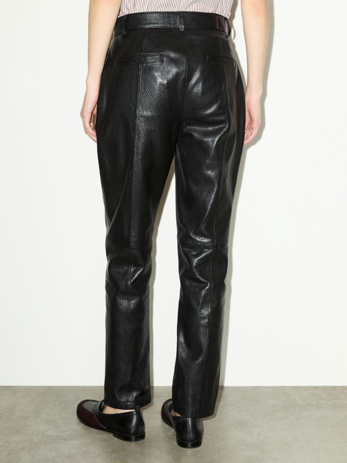 Tapered leather trousers - CHOCOLATE - MAX&Co. - 2