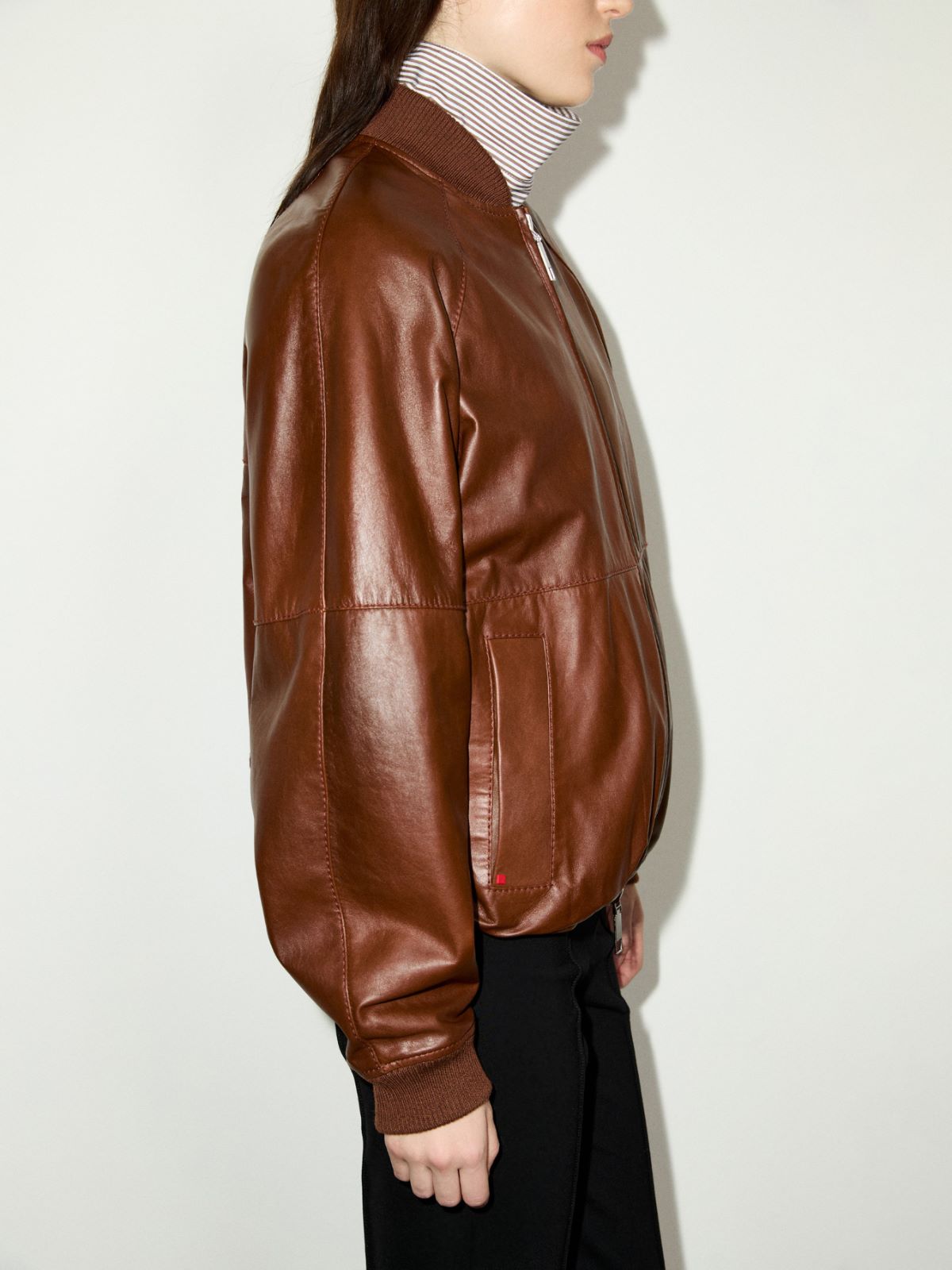 Nappa leather bomber jacket - COGNAC - MAX&Co. - 3