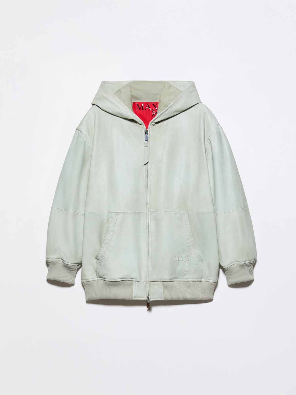Sweatshirt mit Kapuze aus Nappaleder - MINT - MAX&Co.