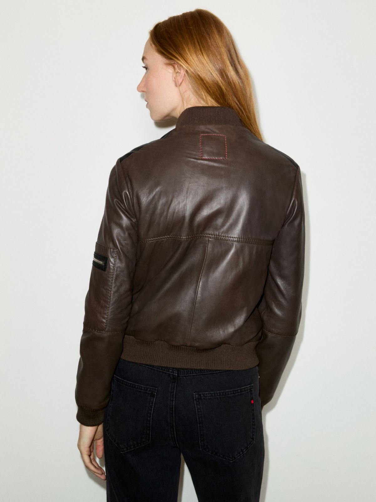 Veste de motard en cuir nappa - CHOCOLAT - MAX&Co. - 2
