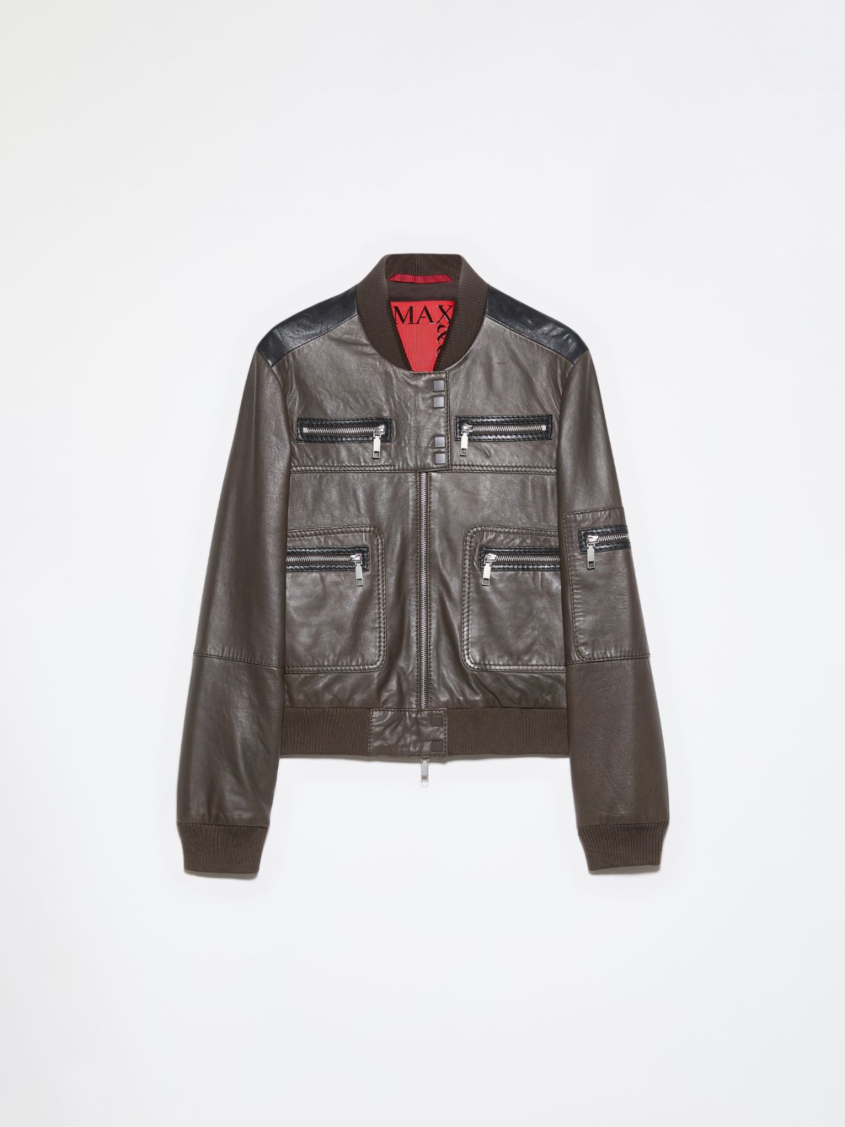 Veste de motard en cuir nappa - CHOCOLAT - MAX&Co. - 7