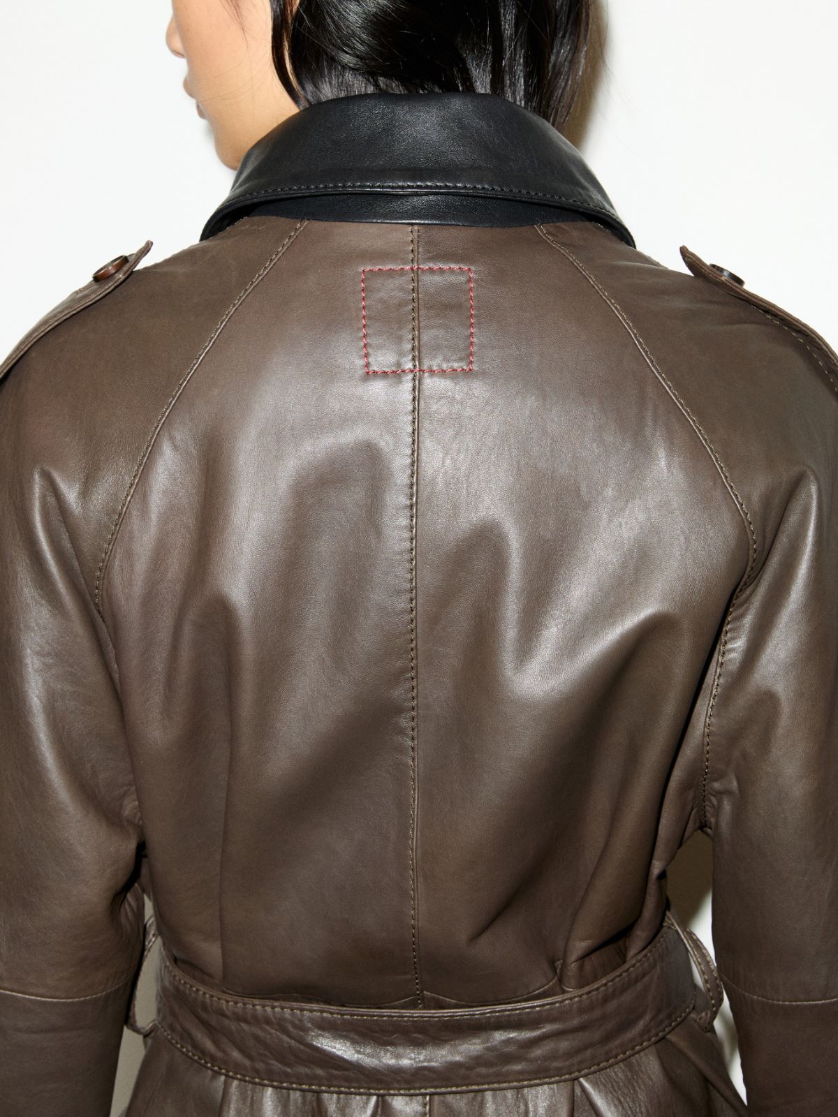 Trench-coat en cuir nappa - CHOCOLAT - MAX&Co. - 4