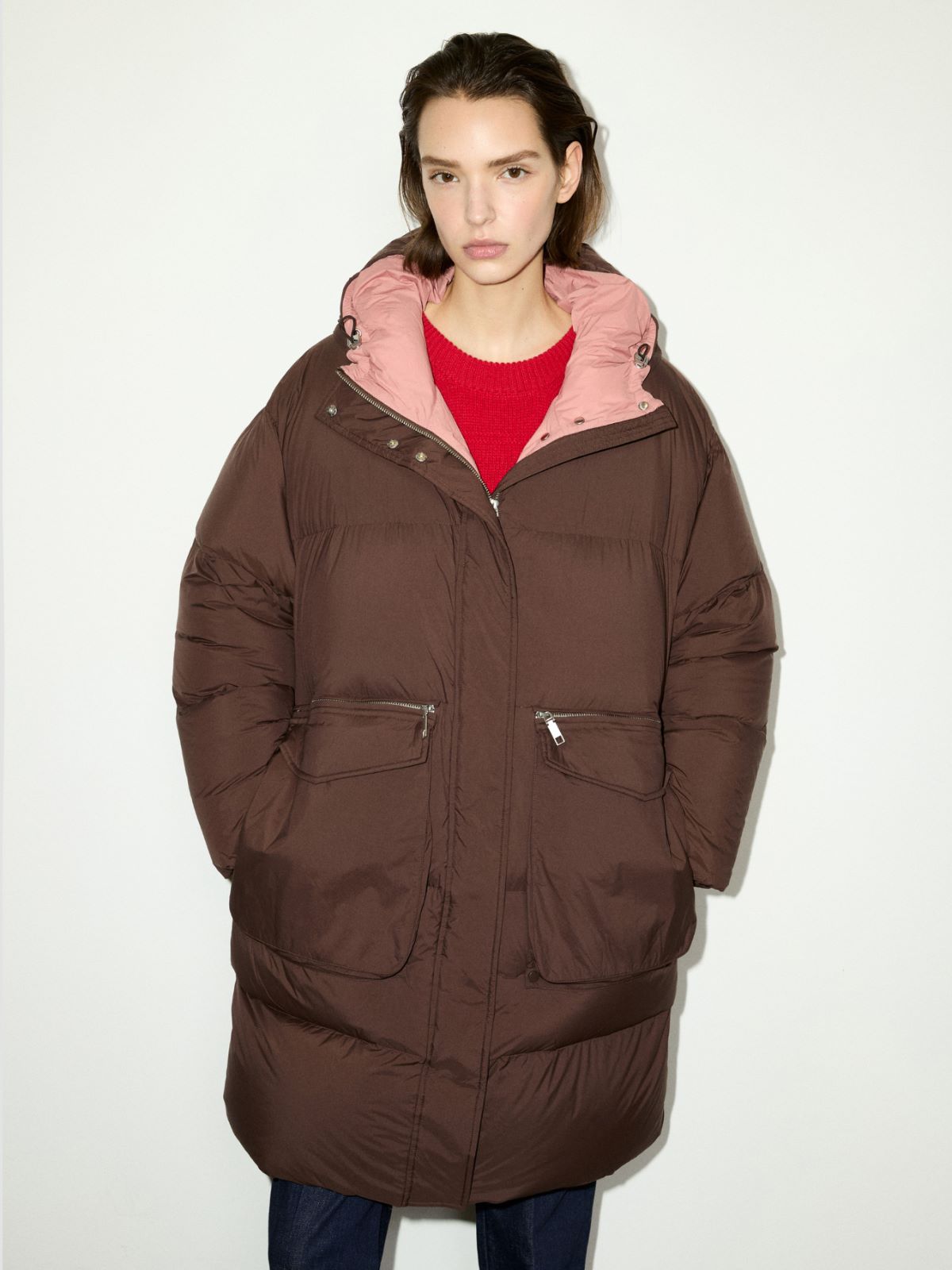 Parka de plumas extragrande con capucha - MARRON OSCURO - MAX&Co.
