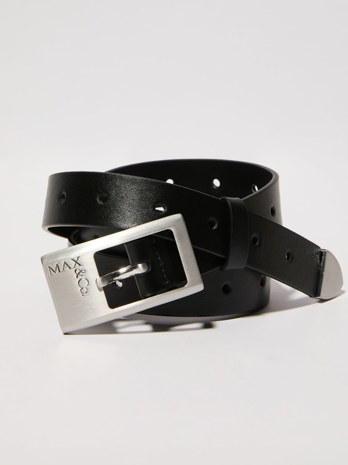 Perforated leather belt - BLACK - MAX&Co.