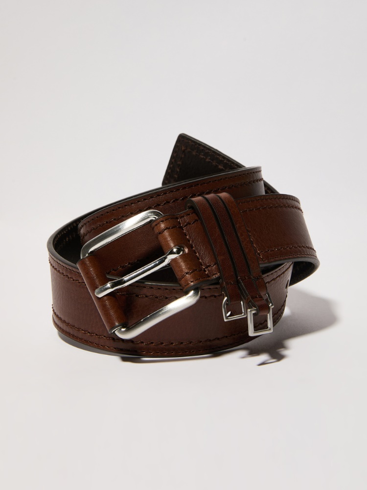 Leather belt with charms - TOBACCO - MAX&Co.