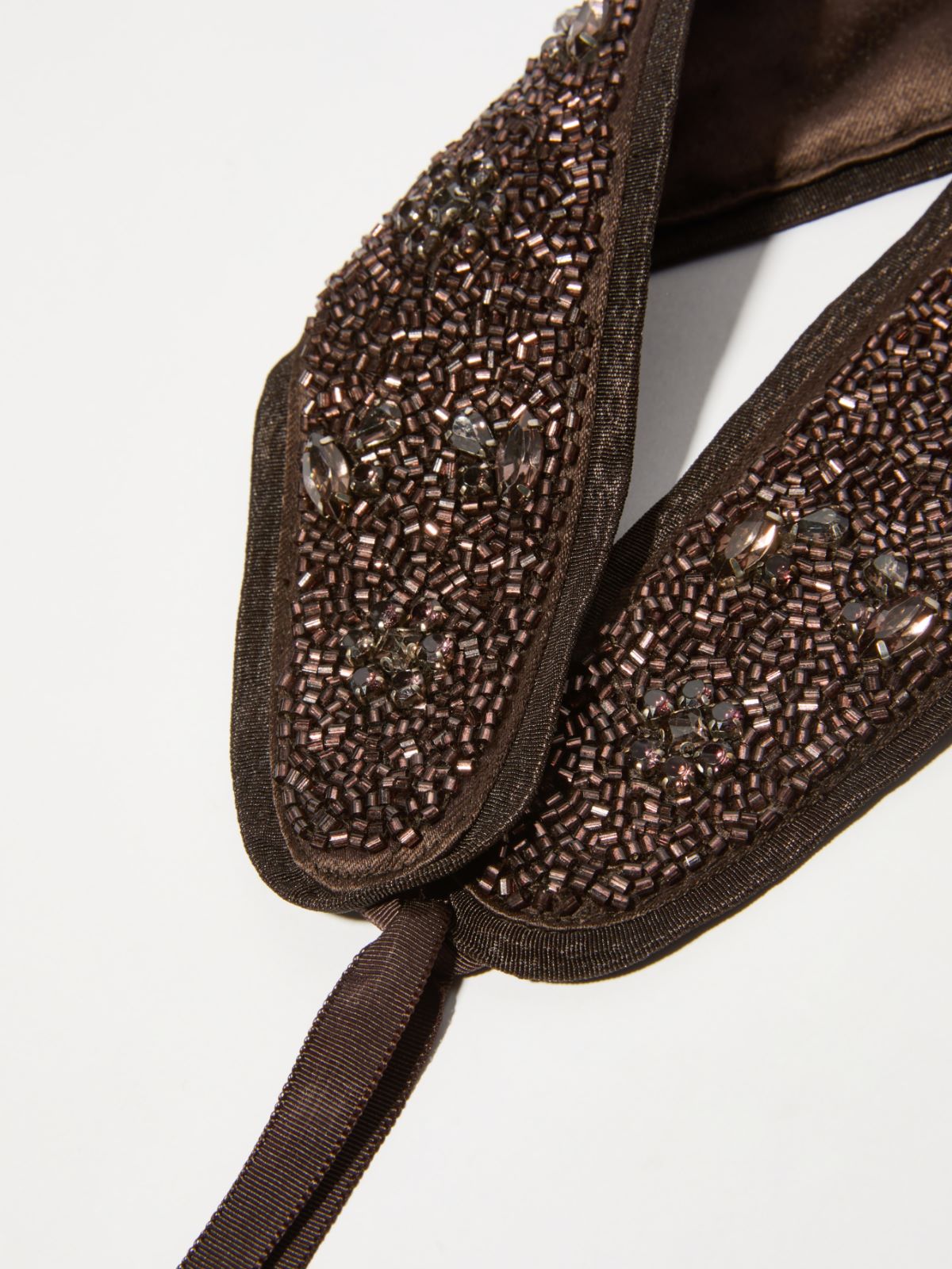Bejewelled satin belt - CHOCOLATE - MAX&Co.