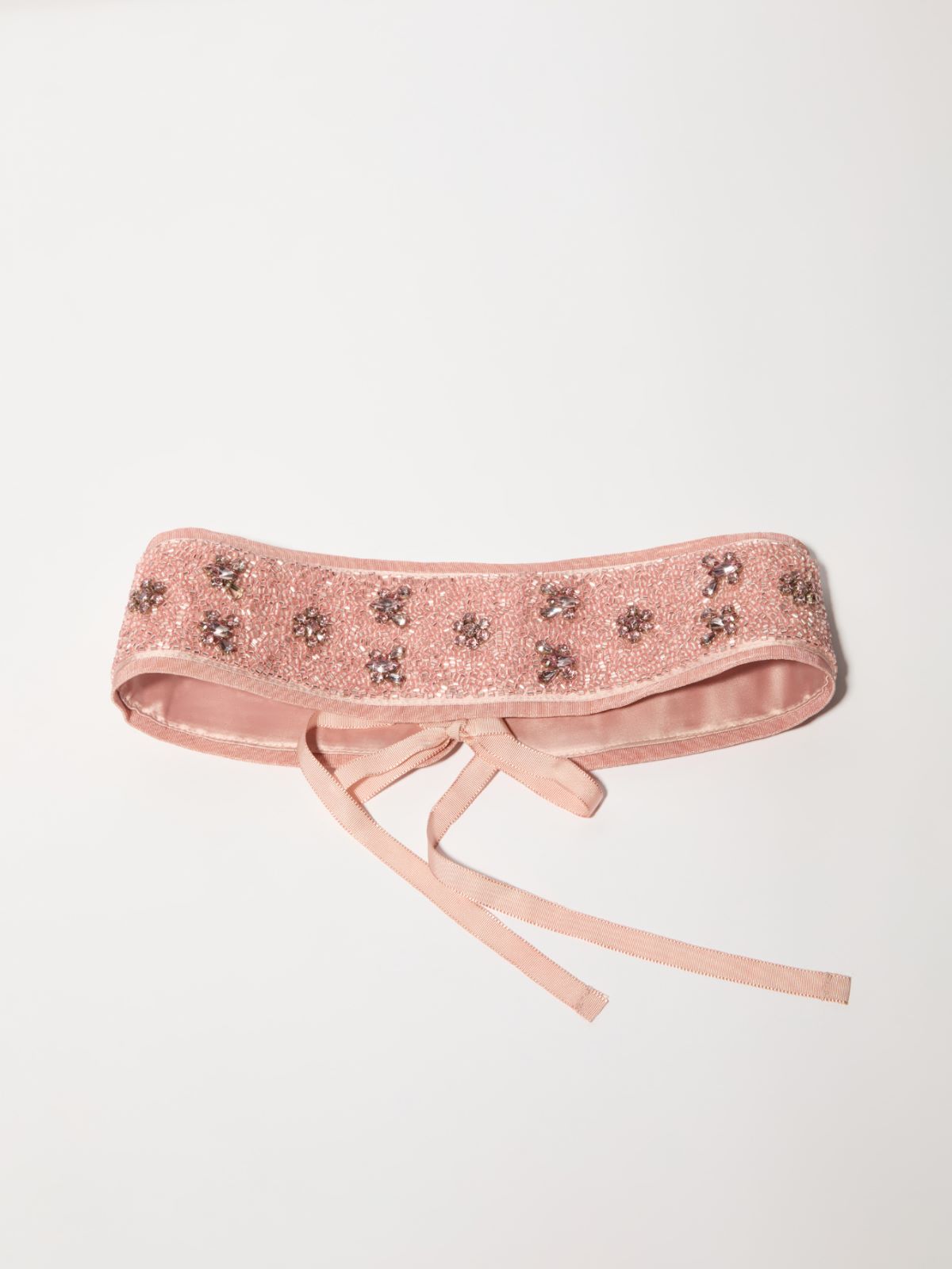 Bejewelled satin belt - PINK - MAX&Co.