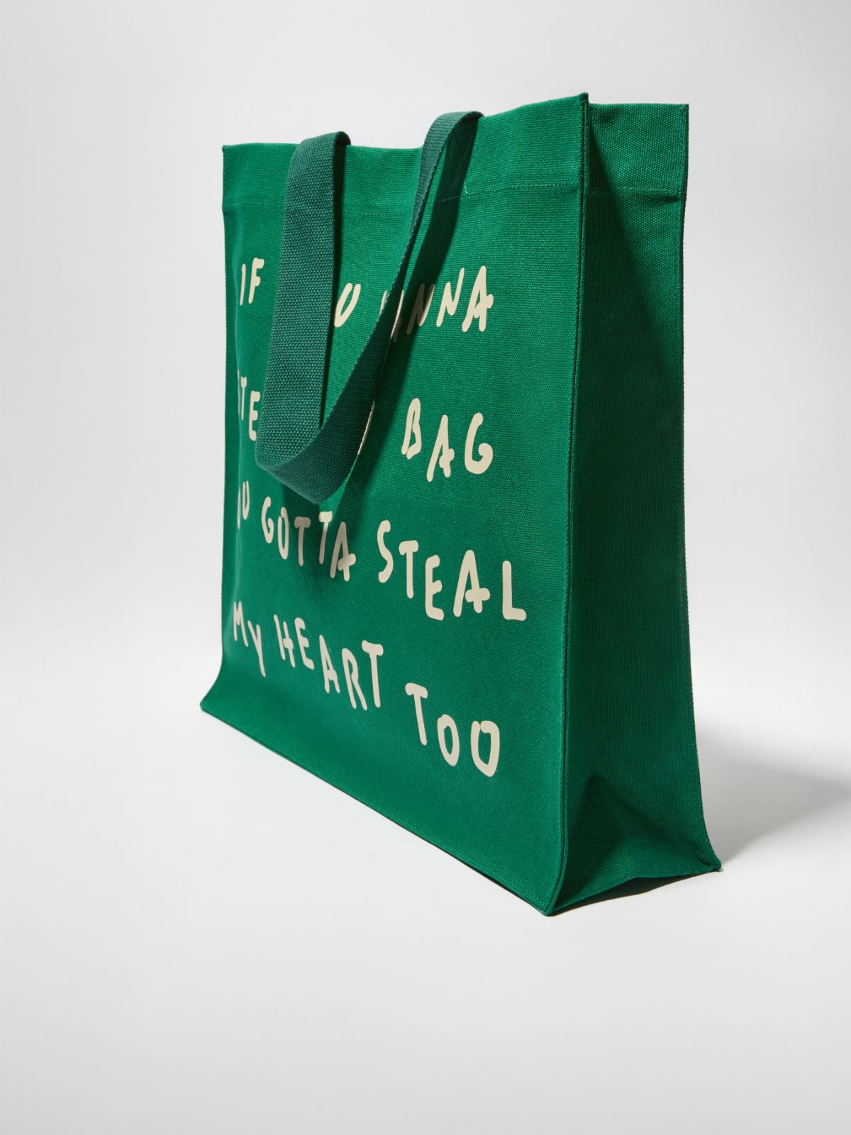 Printed canvas shopping tote - GREEN - MAX&Co.