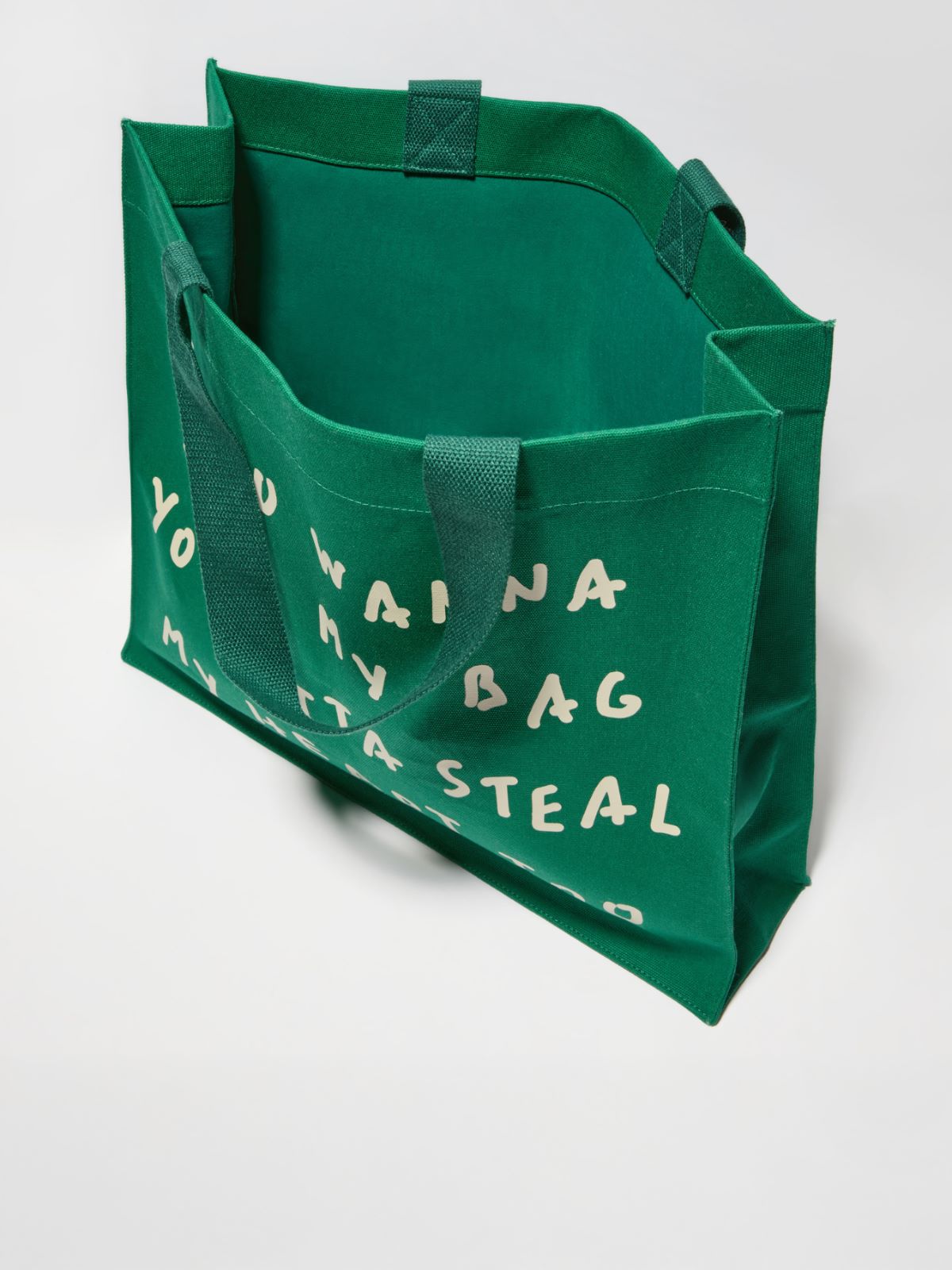 Printed canvas shopping tote - GREEN - MAX&Co.