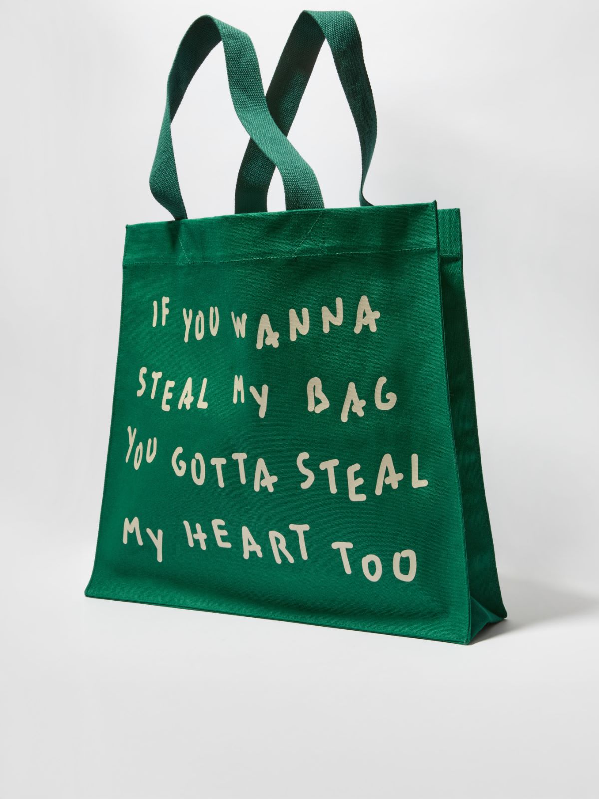 Printed canvas shopping tote - GREEN - MAX&Co.