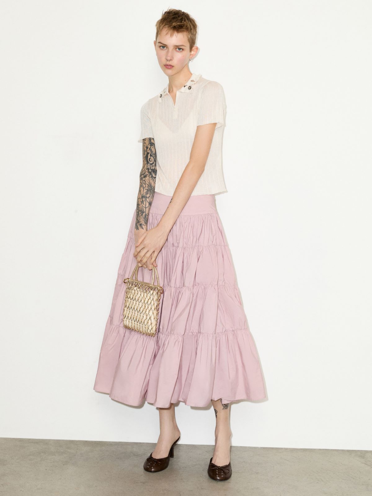 Laminated braided mini bag - GOLD - MAX&Co. - 6