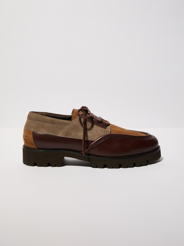 Leather patchwork boat shoes - BROWN - MAX&Co. - 7