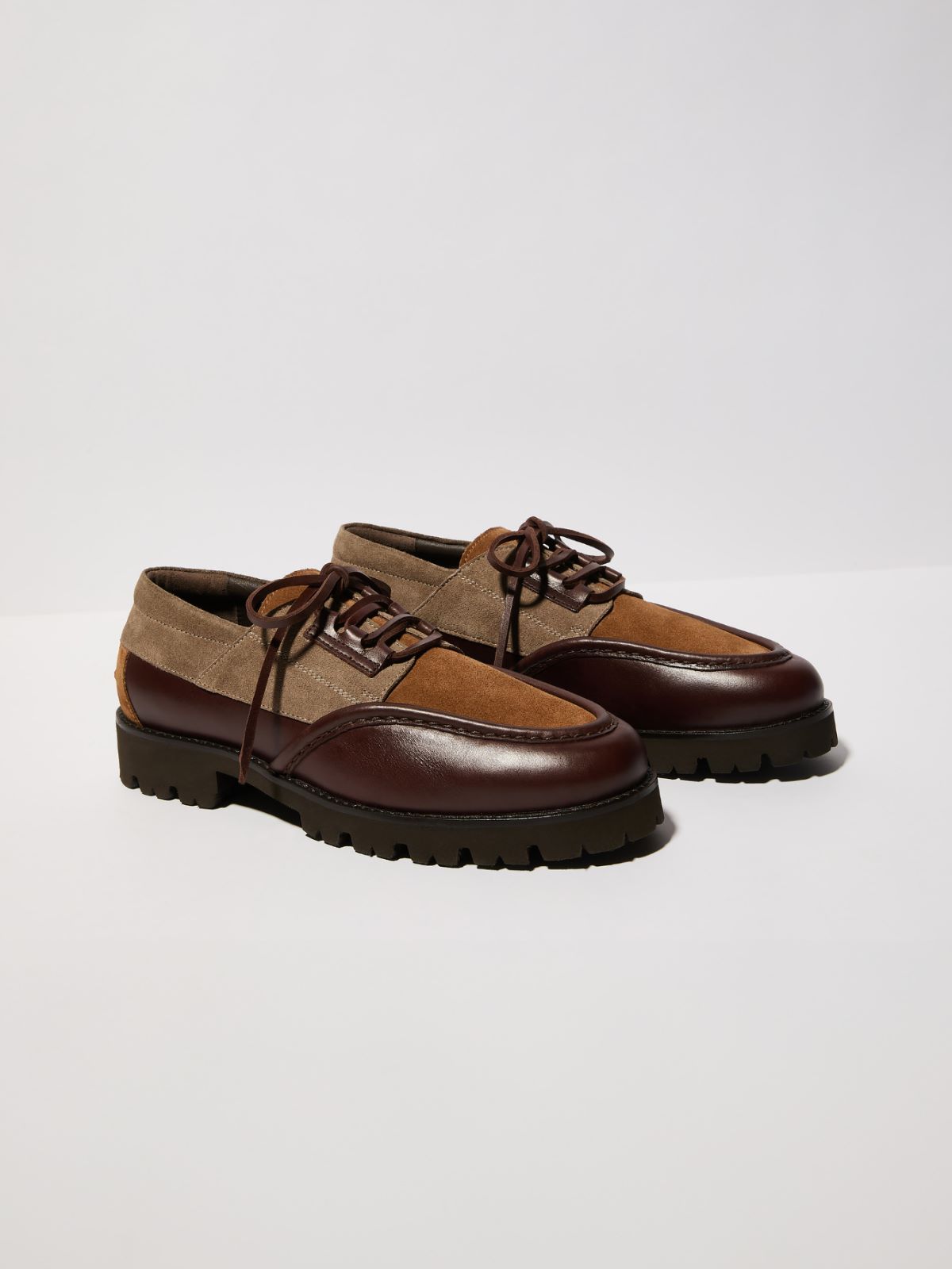 Leather patchwork boat shoes - BROWN - MAX&Co. - 2