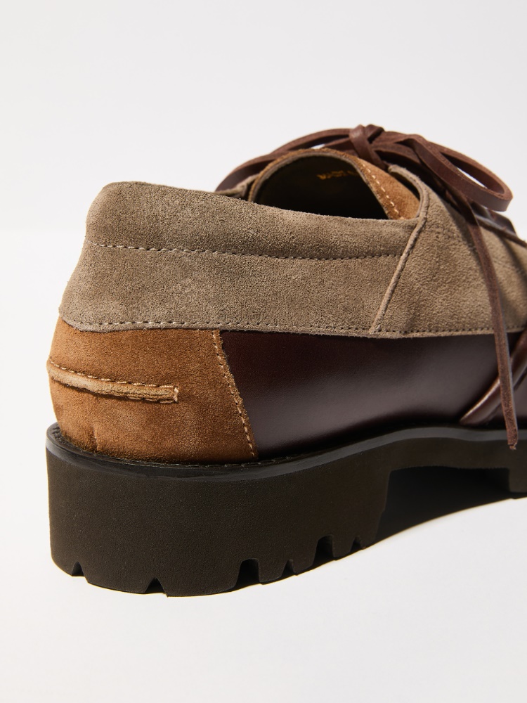 Leather patchwork boat shoes - BROWN - MAX&Co. - 3