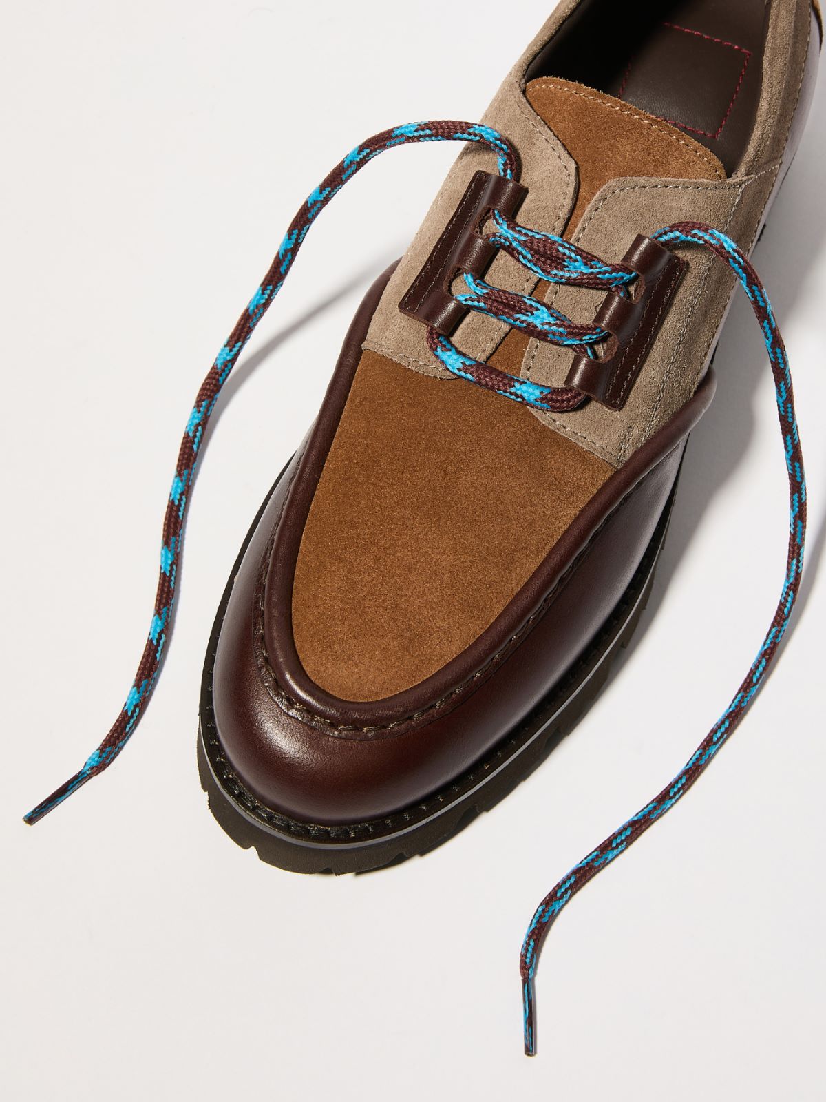 Leather patchwork boat shoes - BROWN - MAX&Co. - 4