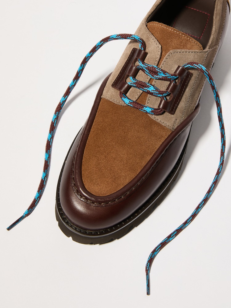 Leather patchwork boat shoes - BROWN - MAX&Co. - 4