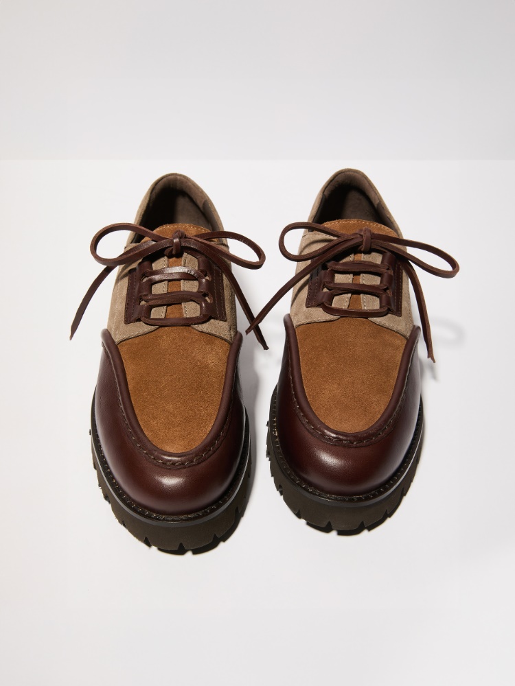 Leather patchwork boat shoes - BROWN - MAX&Co.