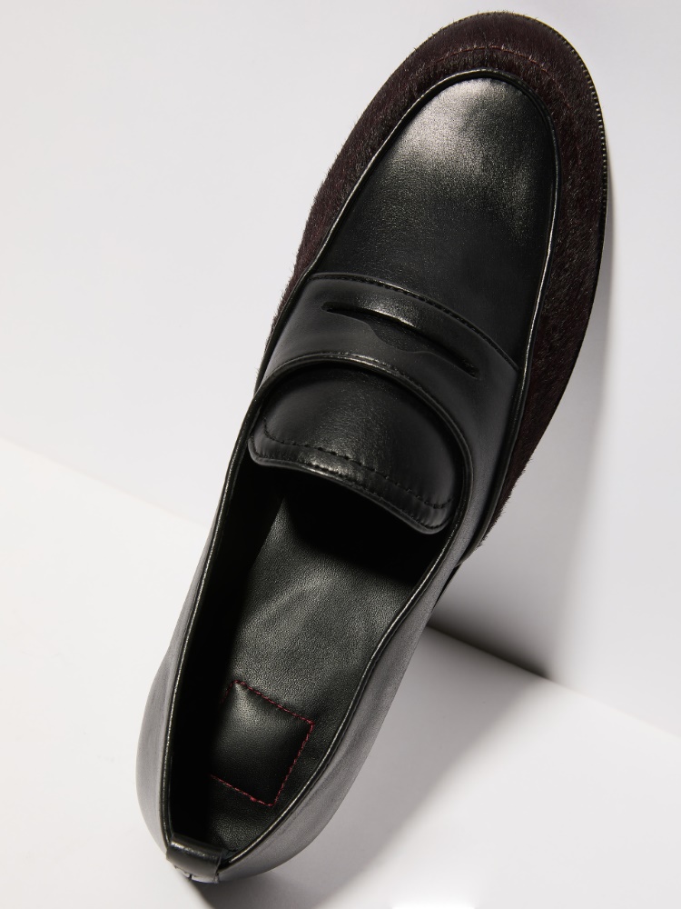 Leather and calf hair loafers - BROWN - MAX&Co. - 3