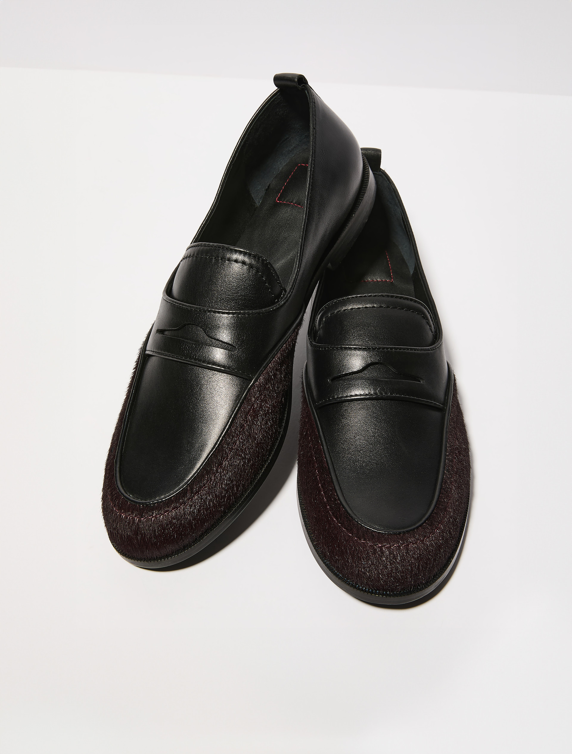 Leather and calf hair loafers - MAX&Co.