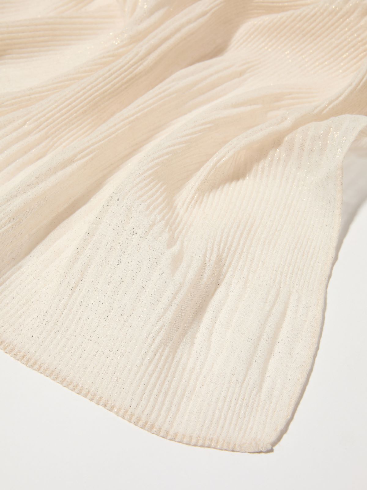 Laminated pleated gauze stole - CREAM - MAX&Co.
