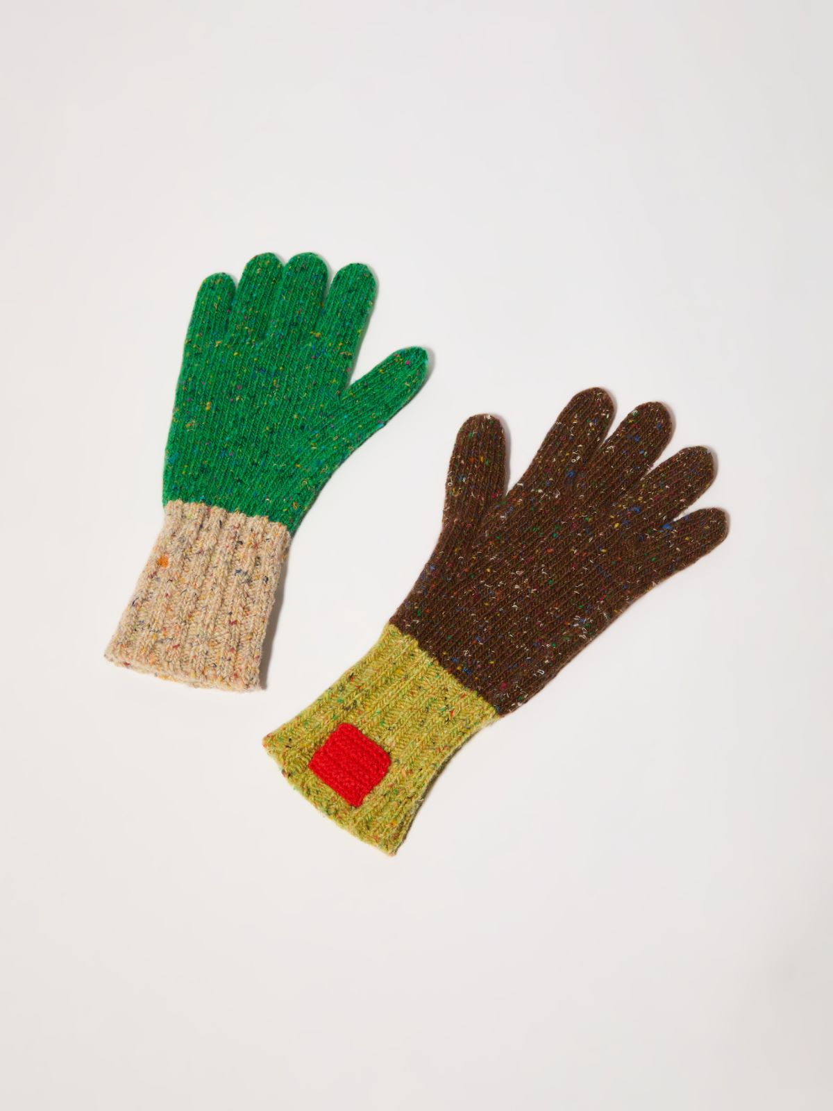 Colour-blocked wool gloves - BROWN - MAX&Co.