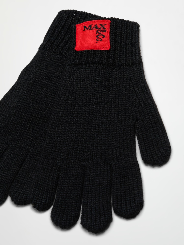 Gants en laine mélangée avec patch KID - NOIR - MAX&Co. - 2
