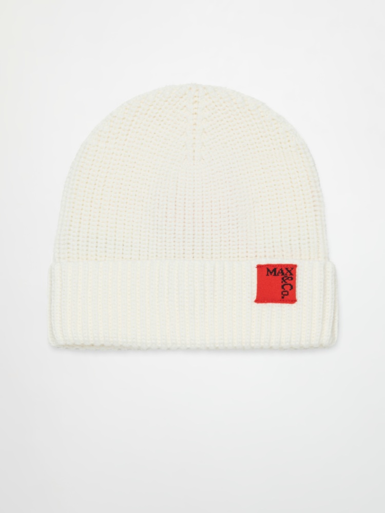 Bonnet en laine mélangée avec écusson KID - CREME - MAX&Co.