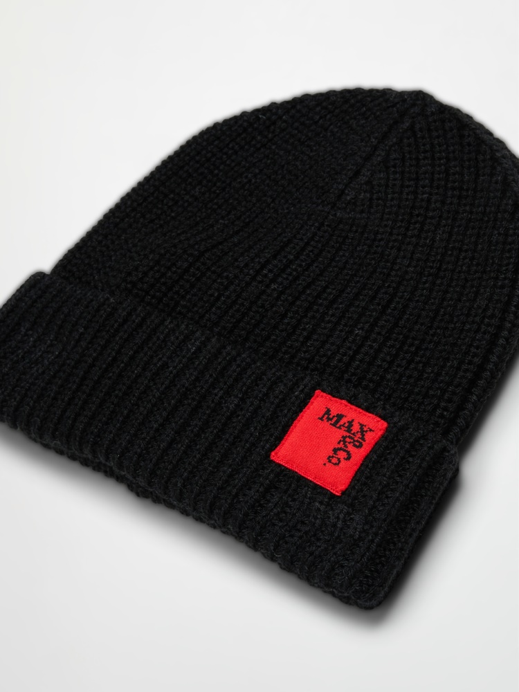 Bonnet en laine mélangée avec écusson KID - NOIR - MAX&Co. - 3
