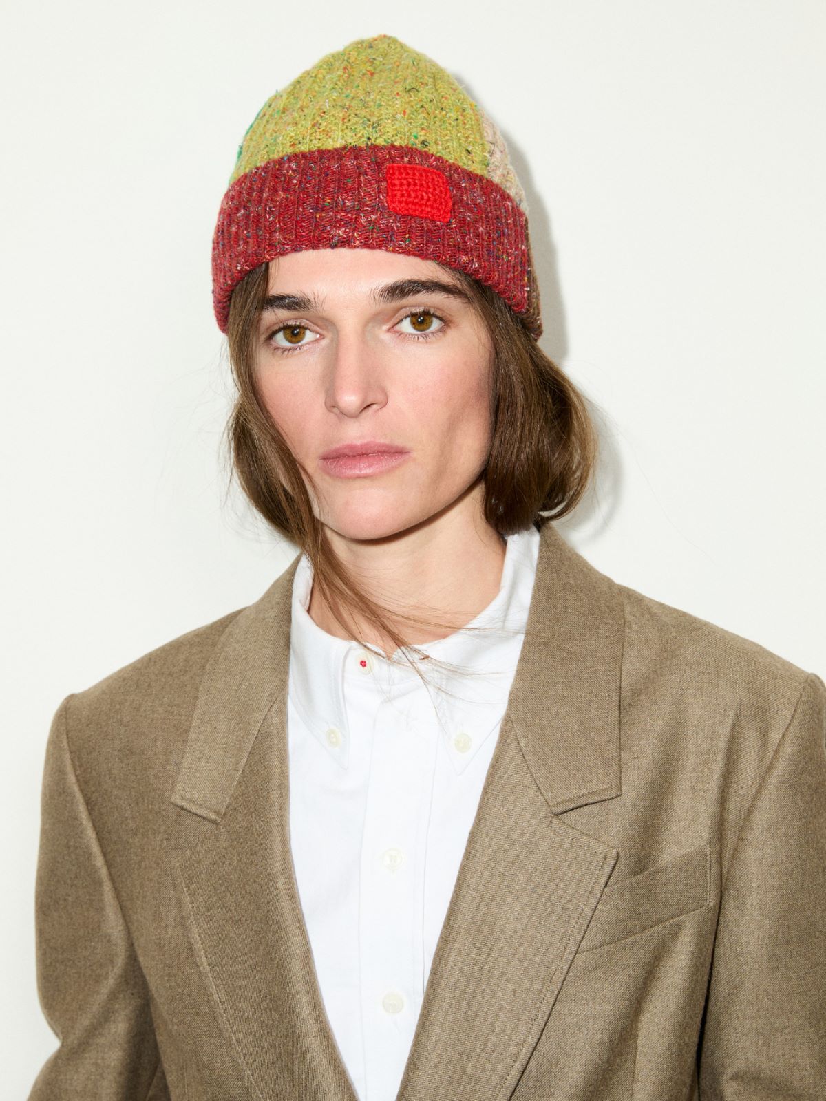 Colour-blocked wool beanie hat - GREEN - MAX&Co. - 3