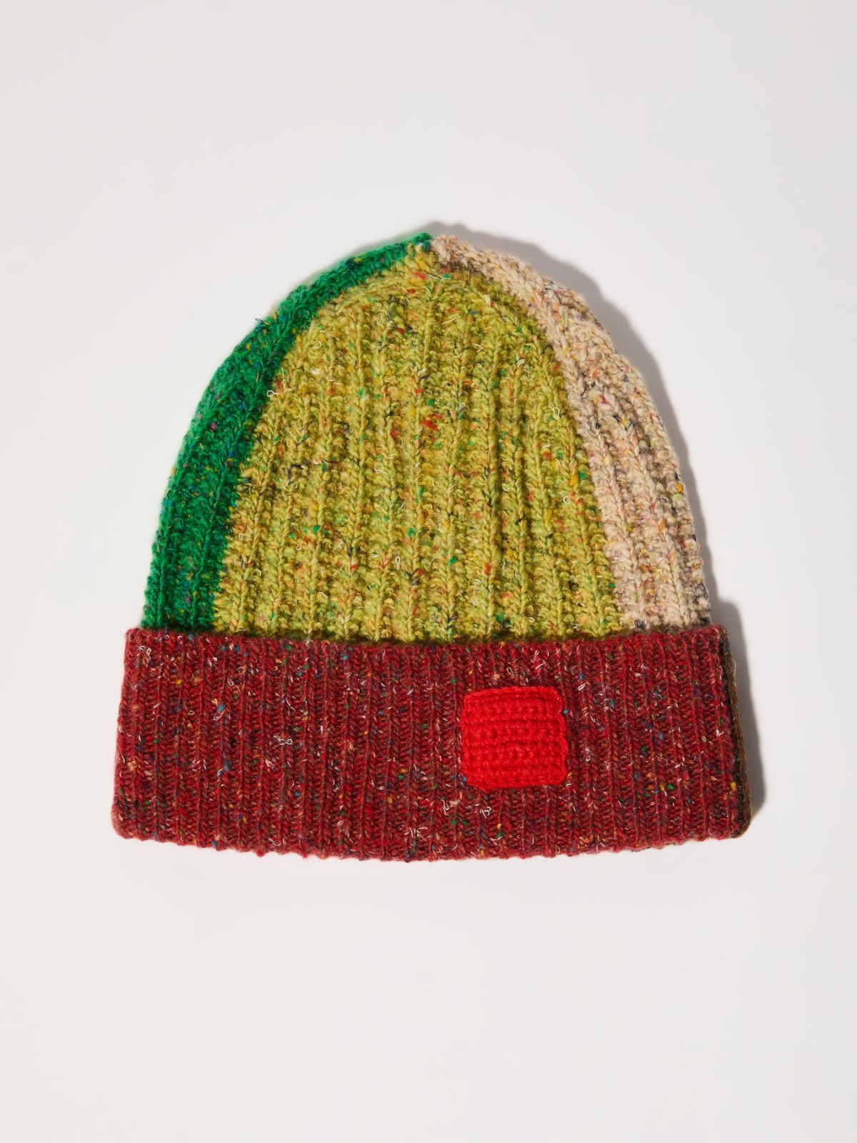 Colour-blocked wool beanie hat - GREEN - MAX&Co.