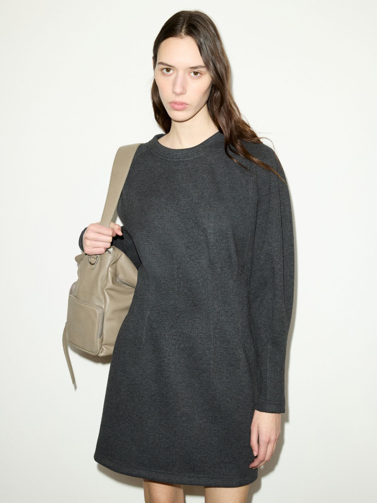 Flannel-jersey mini dress - BLACK - MAX&Co.