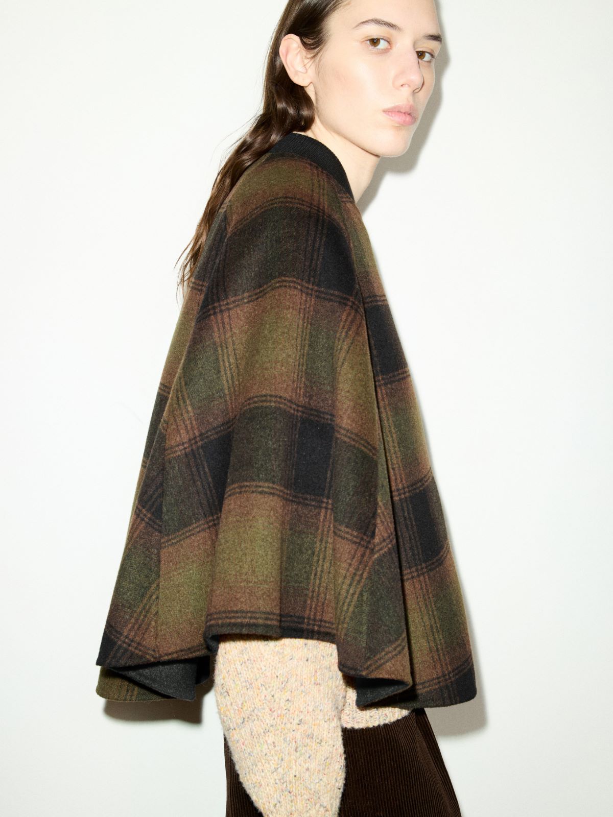 Reversible double-faced cape - GREEN - MAX&Co. - 3