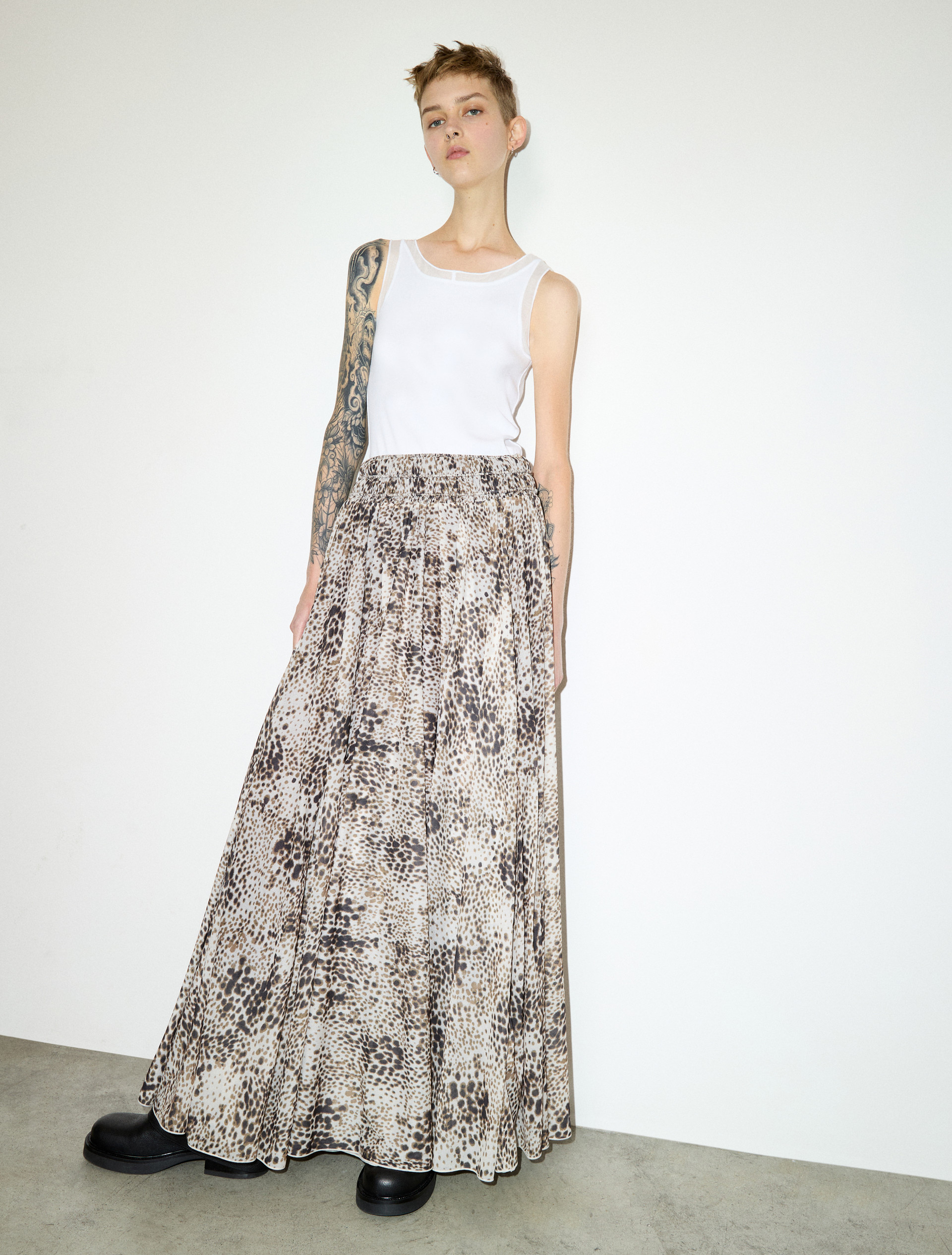 Falda circular de punto con topos - MAX&Co.